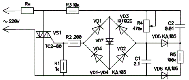 Схема и принцип работы зарядного устройства на тиристорах