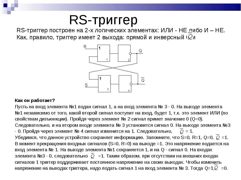 Синхронный rs триггер схема