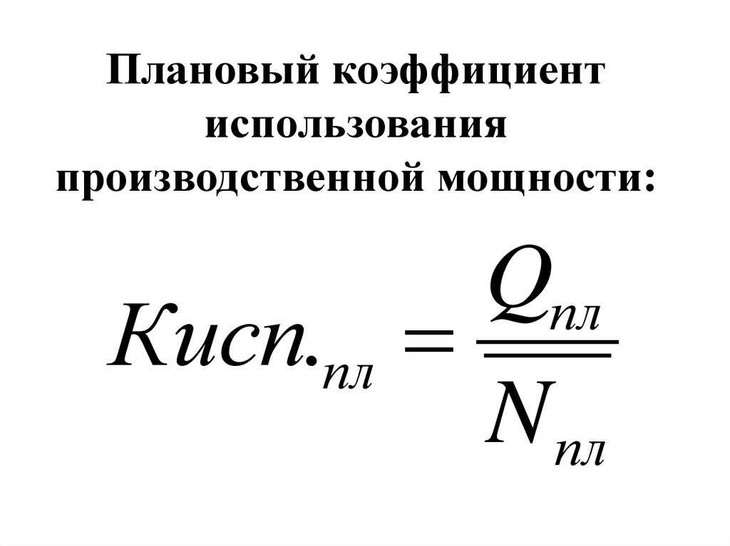 Формула расчета коэффициента использования производственных мощностей