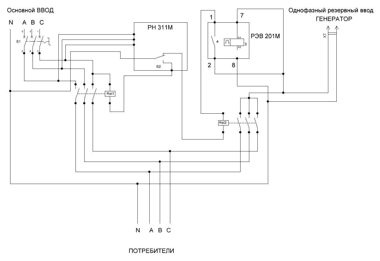Схема авр: типовые схемы подключения на 2 и 3 ввода, на контакторах