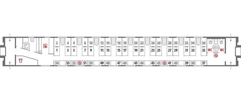 Схема плацкартного вагона с номерами мест ржд фото