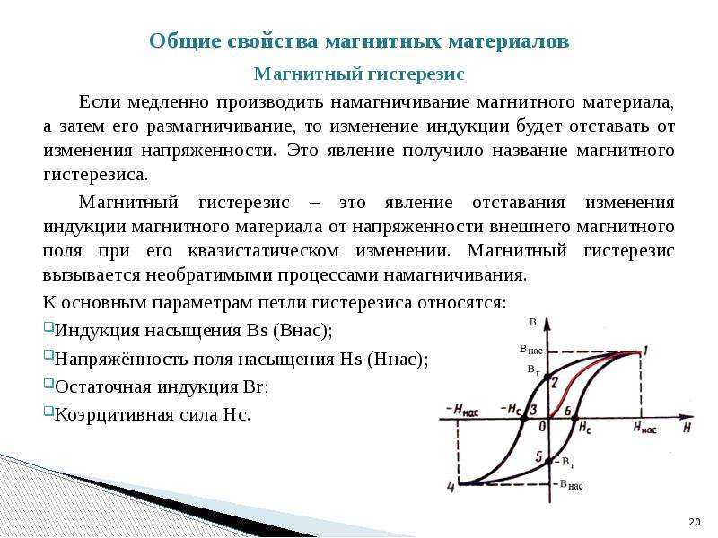 Петля гистерезиса график. гистерезис в электротехнике. магнитные свойства веществ