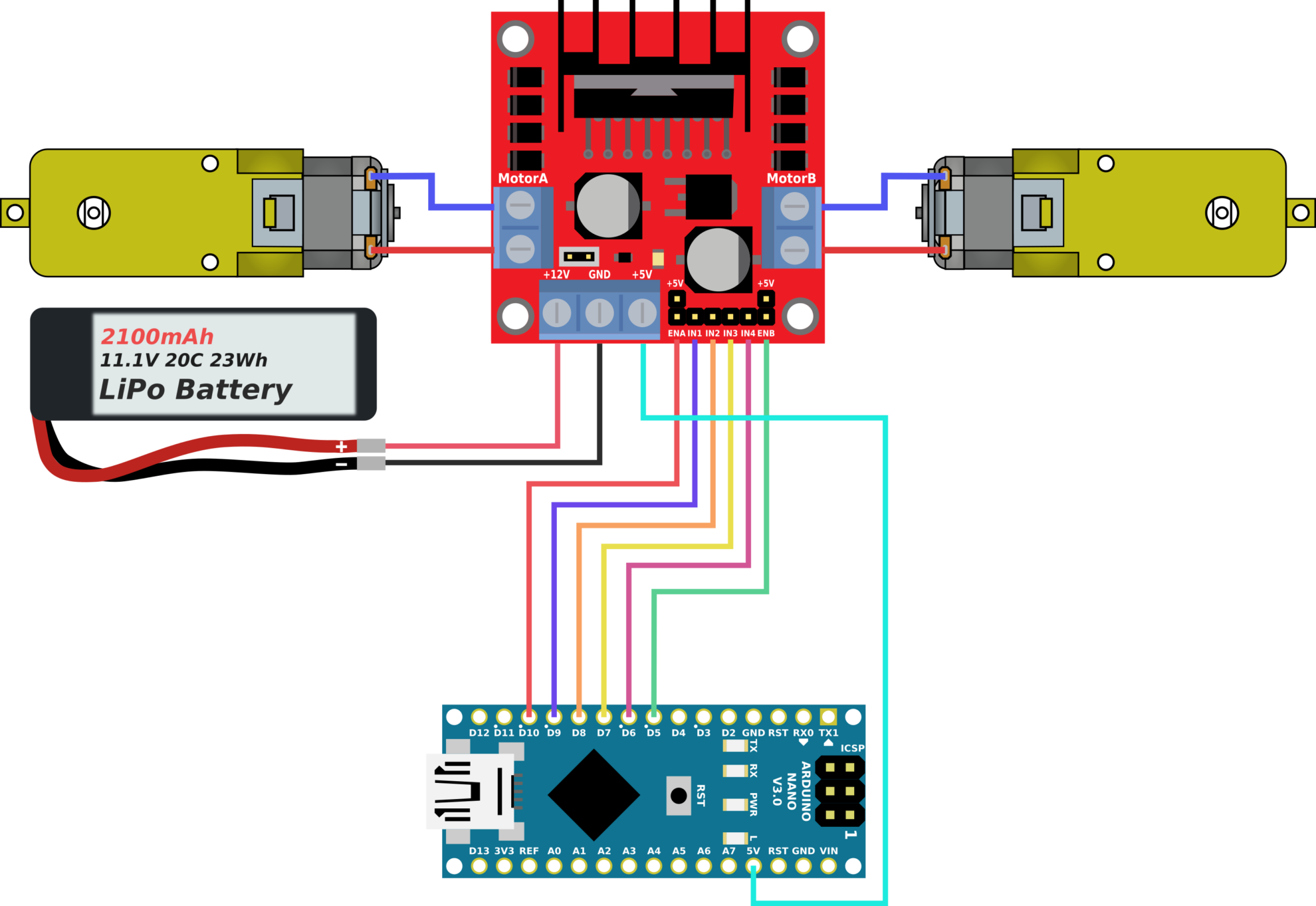 Bluetooth машинка на arduino с двумя моторами: скетч и описание