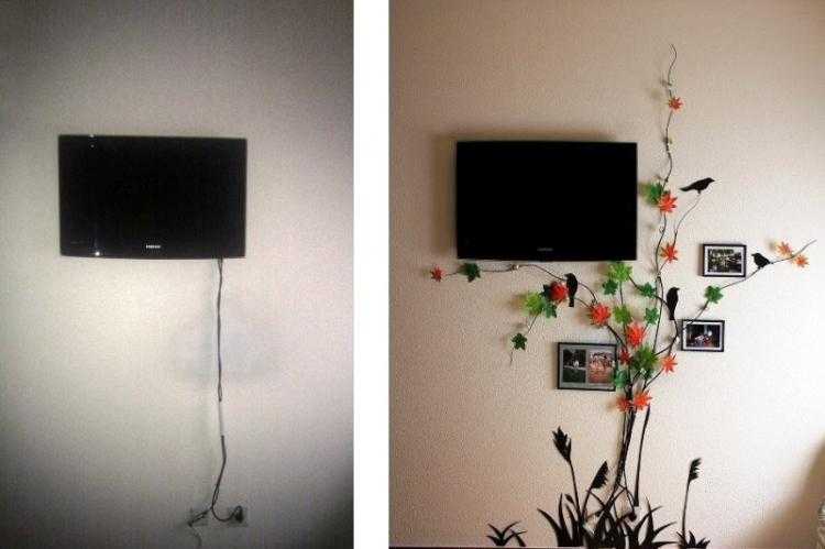 Как спрятать провода от телевизора на стене? [60+ идей]
