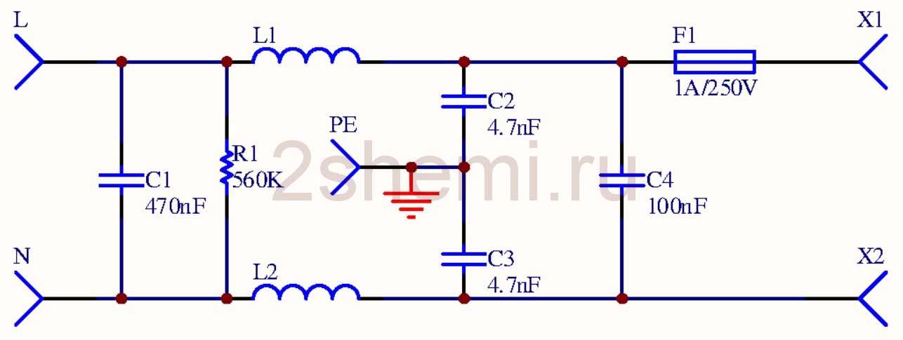 Схема фильтра от помех в сети