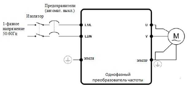 Подключение трехфазного двигателя к однофазной сети через преобразователь частоты - схема, инструкция