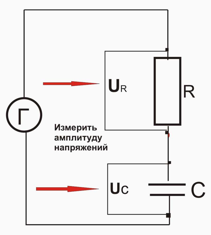 Схема установки для определения емкости конденсатора