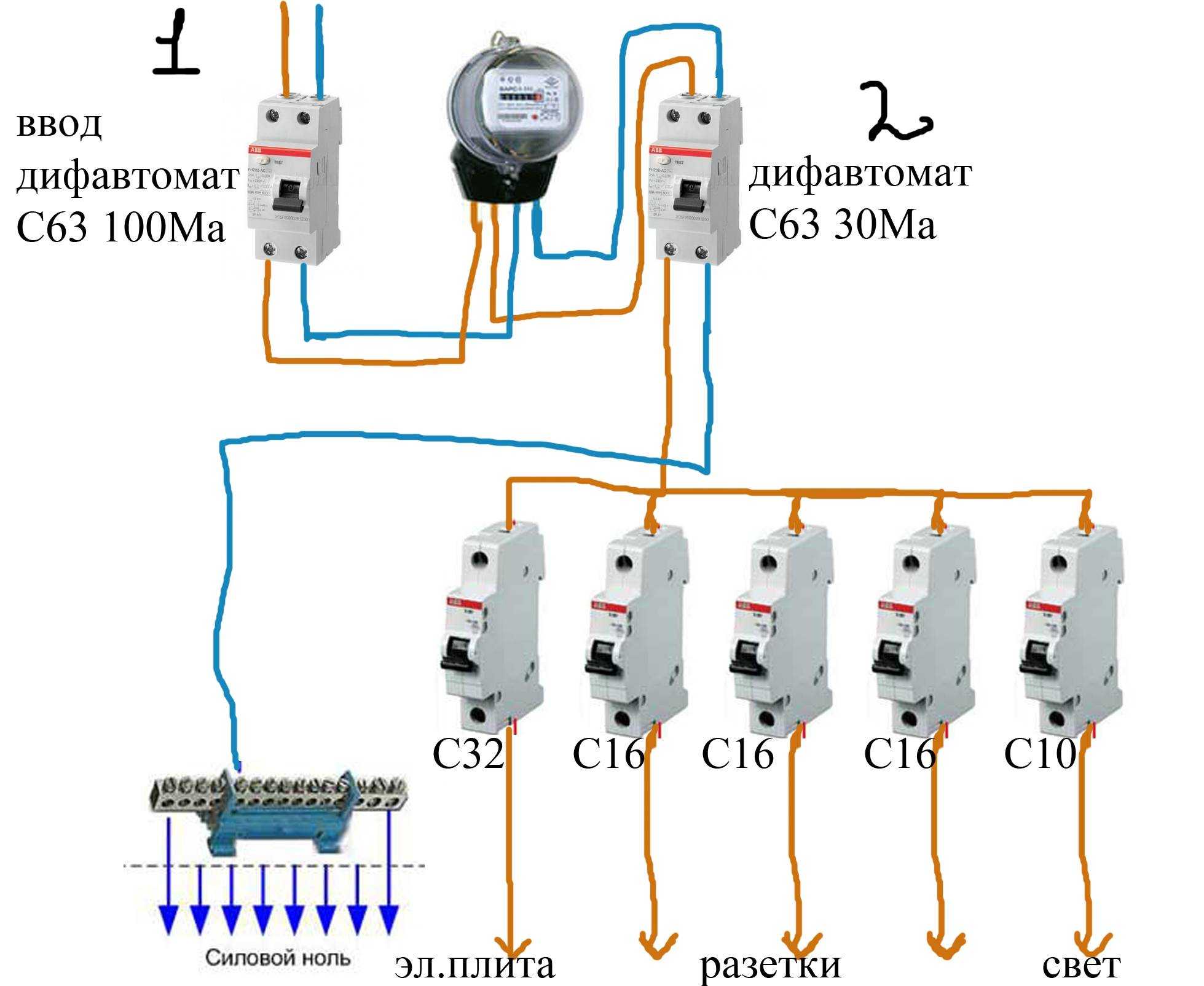 Подключение дифавтомата: схема подключения, как установить