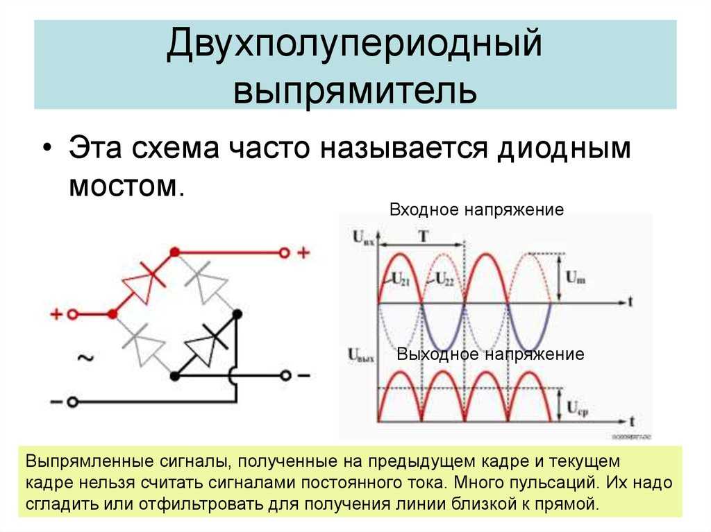 Двухполупериодная мостовая схема выпрямления напряжения