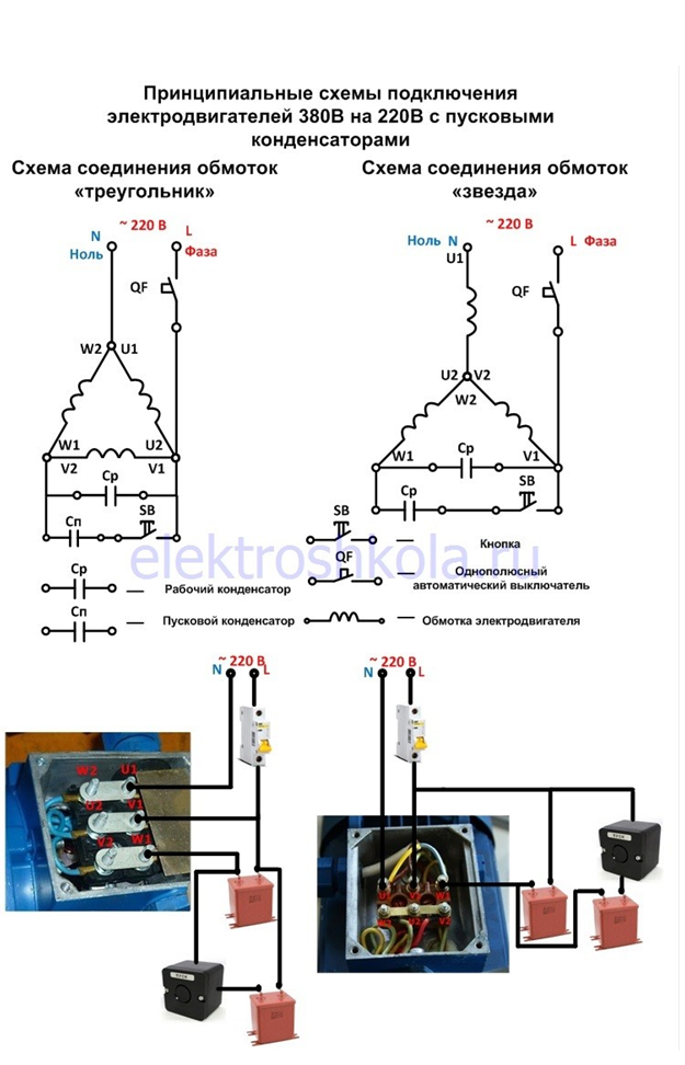 Подключение трехфазного электродвигателя: схемы и способы монтажа в трехфазную и однофазную сеть