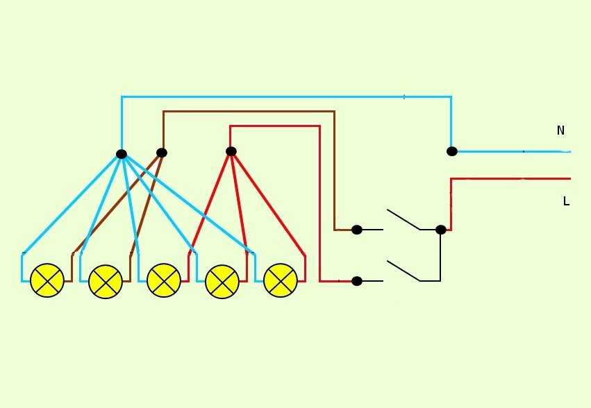 Как подсоединить люстру к двойному выключателю с 3 проводами